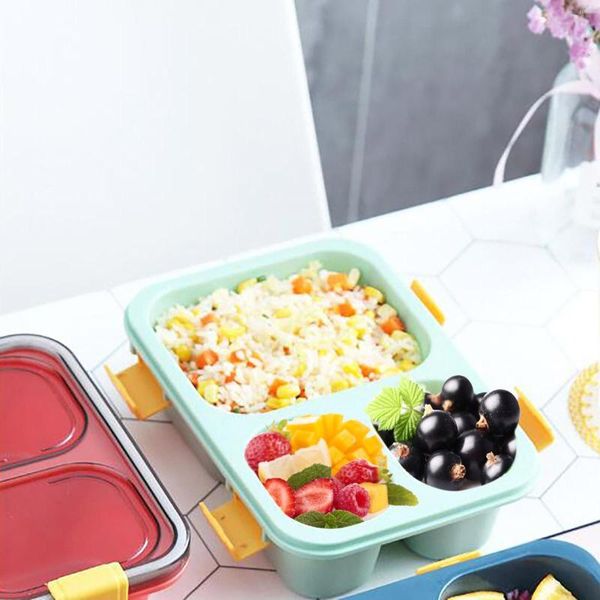 Ensembles de vaisselle Boîte à bento pour enfants avec 4 compartiments Déjeuner japonais Boîtes écologiques étanches Récipients de préparation de repas Sans BPA