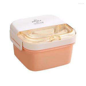 Servies Sets Bento Lunchbox 2 Lagen Multi-compartiment Snack Salade Draagbare Lekvrij Afneembare 3 Compartimenten Voor Werk