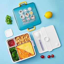 Geschirrsets Bento-Lunchbox für Kinder 1300 ml mit Saucenglas BPA-frei Fiambrera Infantil On-the-Go-Mahlzeit und Snackbeutel auslaufsicher