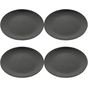 Ensembles de vaisselle noire assiette en mélamine Dîner apéritif à fond plat Salade de salade assiettes en plastique