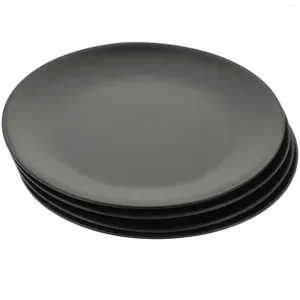 Serviessets Zwart melamine bord Serveerschaal met platte bodem Rond diner Buiten dineren Plastic borden