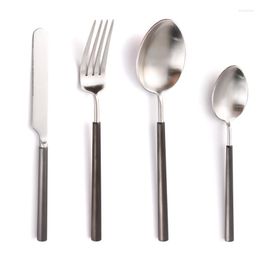 Ensembles de vaisselle pour dîner en argent noir Set couteau à couteaux et à fourchette de table de table en acier inoxydable Dispositif de cuisine zéro déchet cadeau