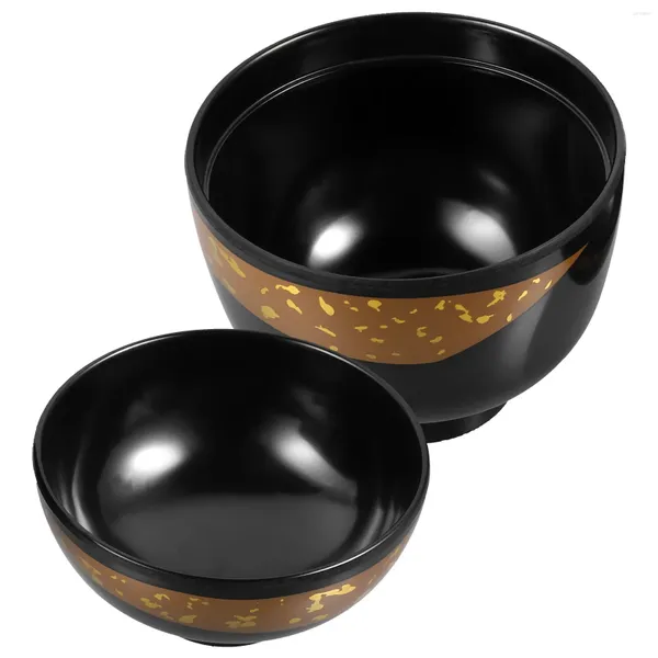 Ensembles de vaisselle, bols à soupe noirs, couvercle de service recouvert de riz exquis, fourniture de cuisine, nouilles à couvercle en mélamine de Style japonais