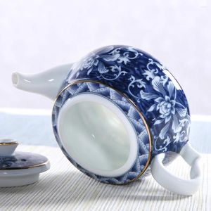 Ensembles de vaisselle Théière en porcelaine bleue et blanche Bouilloire portable Bureau Céramique chinoise Voyage Décor vintage