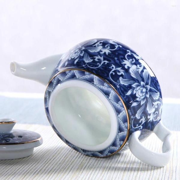 Conjuntos de vajilla Tetera de porcelana azul y blanca Tetera portátil Cerámica china de escritorio Decoración vintage de viaje