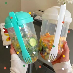 Ensembles de vaisselle Bouteille Salade Récipient Pour Déjeuner Tasse Type Comme Boîte À Bento Avec Fourchette Et Sauce Tasse FoodDinnerware