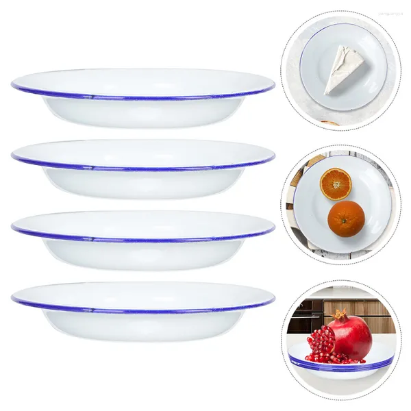 Conjuntos de Louça Tigela Bandeja de Frutas Prato Decorativo Recipiente Branco Bordas Planas Pratos Bandejas Pratos Retrô