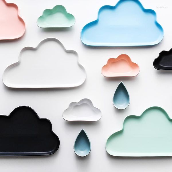 Vaisselle Ensembles Marque Creative Mat Nuage Goutte De Pluie Forme Assiettes En Céramique Porcelaine Vaisselle Sauce Pigmentée Plat Petit Déjeuner Plats De Fruits