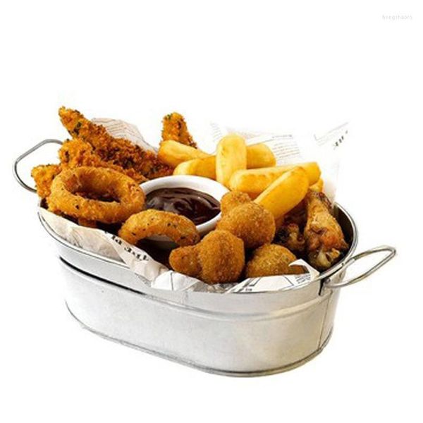 Juegos de vajilla Cesta de pan Plato Tazón rápido Bandeja de papas fritas Cubo de buffet occidental Platos Vajilla Barra ovalada Herramienta 1pcs