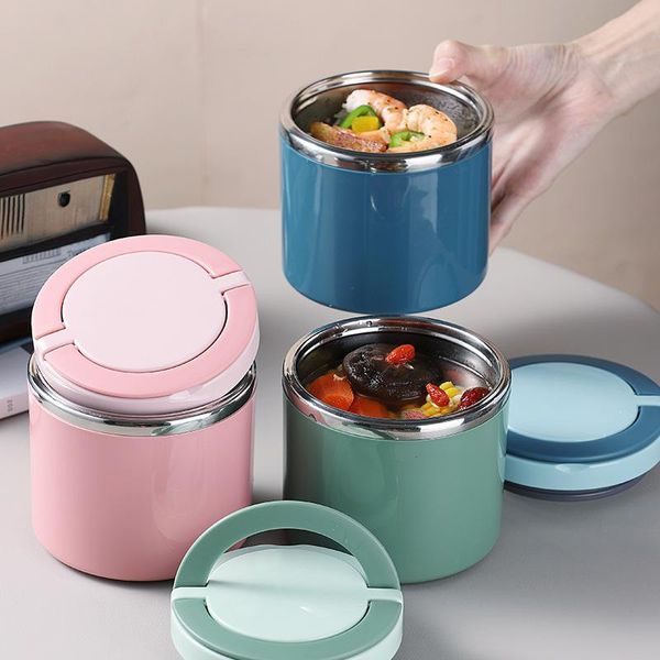 Ensembles de vaisselle petit déjeuner tasse bol à soupe en acier inoxydable Portable boîte à lunch bouillie conteneur de stockage thermique scellé Bento avec poignée