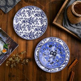 Ensemble de vaisselle de la vaisselle de style Western British de style occidental ensemble plaques de bols occidentaux chinois bleus et blancs pour usage domestique