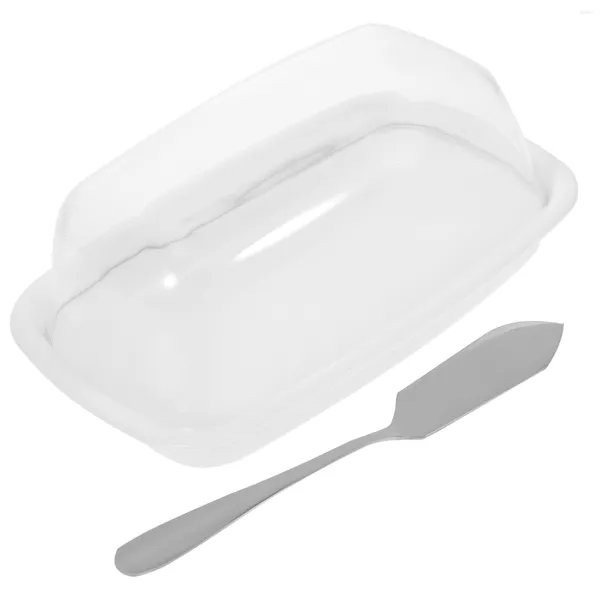 Juegos de vajilla Tapa de plato de plástico para mantequilla Suministros de almacenamiento de queso Contenedores para nevera Bandeja Soporte para rebanadas Refrigerador