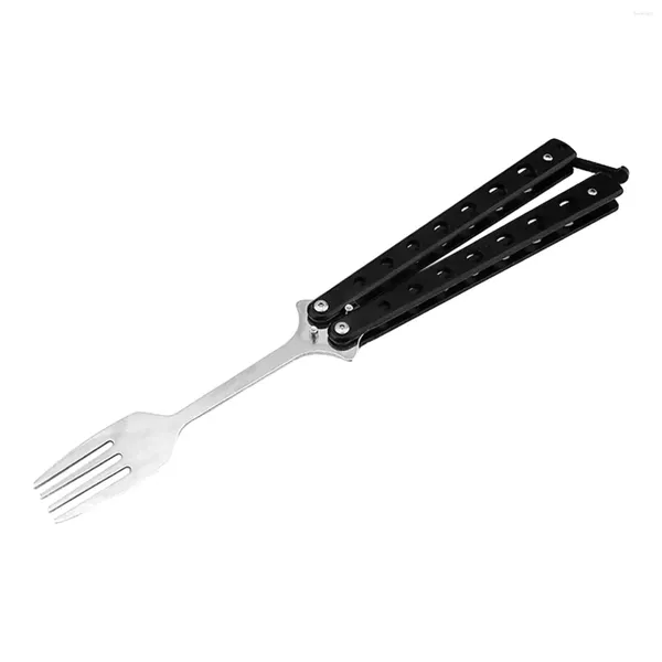 Conjuntos de vajilla Butterfly Fork 9.06 '' Entrenamiento de metal portátil al aire libre para viajes Oficina Picnic BBQ Mochilero