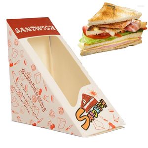 DINING SETS Sets Cartoon Sandwich Case Trilateral Cake Packing Box Cookies Tas Bread Stickup Sack Bakery Restaurant Shop Pakket 20/50pcs/Set