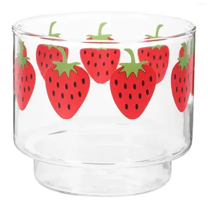 Din sets Sets Cartoon Strawberry Glass Coffe Know Mugs Coffee Mug Milk Water Drankage voor thuis