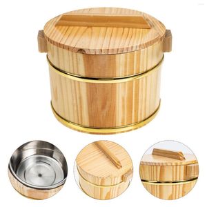 Serviessets Cask Rijstemmer Sushi Container Cover Houten Kom Houten Gekookte Server Beancurd Jelly