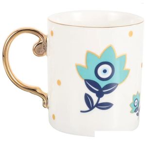 Ensembles de vaisselle en céramique tasse de café méchant Eye Espresso tasse turc thé mignon eau vintage drop gouttes