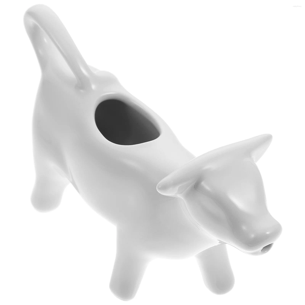 Ensembles de vaisselle Pichets à crème en céramique Mignon Animal Crémier Pichet Poignée 40Ml Café Sirop Pot Vache En Forme De Porcelaine Blanche Crémiers