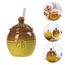 Diny sets keramische honing Jar keuken huis siroop delicate jam container houten praktische opberghouder