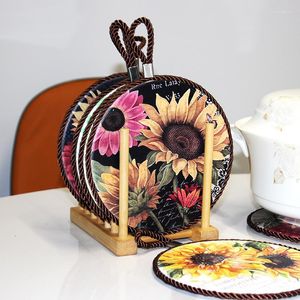 Servies Sets Keramiek Isolatie Pot Mat Placemat Zonnebloem Bestand tegen hoge temperaturen Verbrandingsbeveiliging