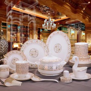 Ensembles de vaisselle en céramique, vaisselle en porcelaine, assiettes, combinaison, Service de table, porcelaine