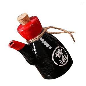 Juegos de vajilla, botella de cerámica para salsa de soja, bote para condimentos, dispensador de bomba de jarabe de café, contenedor de condimentos, tarro de vinagre de aceite de estilo japonés