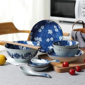 Ensembles de vaisselle en céramique, vaisselle de style japonais, couleur sous glaçure, ensemble occidental, plats ménagers, respectueux de l'environnement, 11 pièces