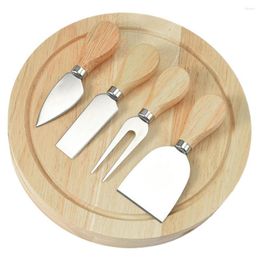 Ensembles de vaisselle Couteau à fromage Fourchette Set Couverts de qualité supérieure Poignée en bois élégante Pelle de coupe en acier inoxydable durable avec pour la maison