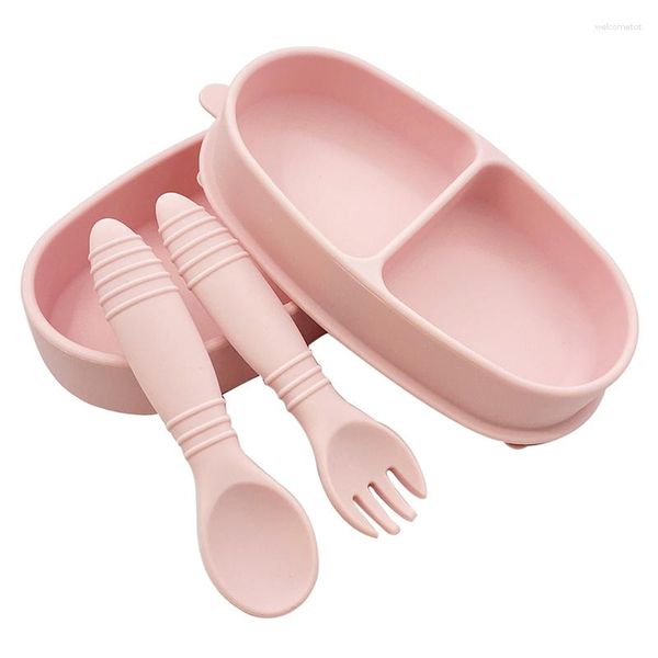 Ensembles de vaisselle Ensemble de vaisselle pour enfants Sucker Baby Feeding Vaisselle Assiette Manger Bol Cuillère Kids Assist