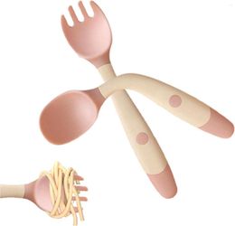 Servies Sets Kinderen Gebruiksvoorwerpen | Buigbare siliconen kinderlepels en -vorken voor het eten van bestek met ronde handgreep Complementair E