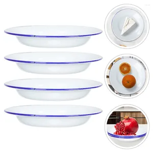 Ensembles de vaisselle Chine Style rétro émaillé assiettes Fruits plats décoratifs multi-fonctions servant plateau bleu