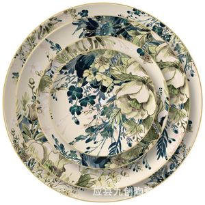 Dijkartikelen Sets Chinese stijl Creative Retro Flower Plate Western Pasta Family Derees Set restaurant