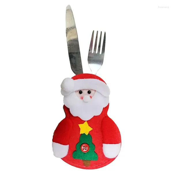 Juegos de vajilla, soportes para cubiertos de Navidad, cuchillo, tenedor, bolsas para vajilla, decoración de bolsillo, adorno de mesa para cena de año 2024