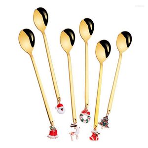 Ensembles de vaisselle ensemble de cuillères de Noël fourchettes à couverts 6 cuillères PCS pour café thé soupe Dessert glace