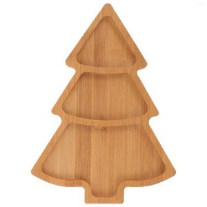 Ensembles de vaisselle plate d'arbre de Noël Plaques de dessert collations Christmass Fruit en forme Cupcake Cupcake Plat créatif Bamboo noix