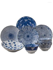 Diny sets klassieke Japanse Hefeng keramische onderglazuur kleurgerechten 10 stuks 5 inch rijstkom huishoudelijk servies set