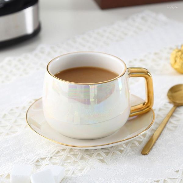 Ensembles de vaisselle à café tasse à thé fruit tasses à thé en céramique Top de lait blanc perlé de bois avec une cuillère boutique à la maison utilisée