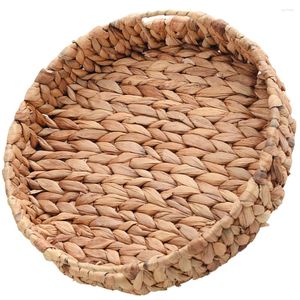 Juegos de vajilla para mesa de café, decoración de frutas, bandeja de almacenamiento para aperitivos, cesta de exhibición, soporte Natural para servir, artesanía de jacinto de agua, artesanías para tazas de té