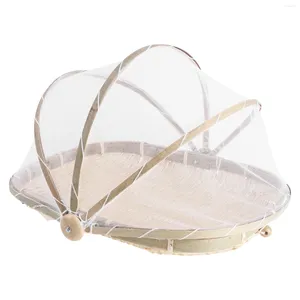 Ensembles de vaisselle pliants couvertures Bamboo Panier de rangement en maille pour les anti-flies extérieurs