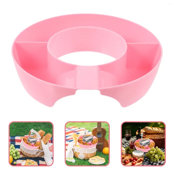 Ensembles de vaisselle combinaison pique-nique en plein air Snack support de verre (rose) gobelets accessoires de bouteille d'eau en plastique