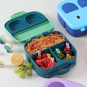 Ensembles de vaisselle Conteneur Kids Bento Boîte à lunch Carton Multi-Grid Design Anti Drop Plastic Isolation Cold Preservation