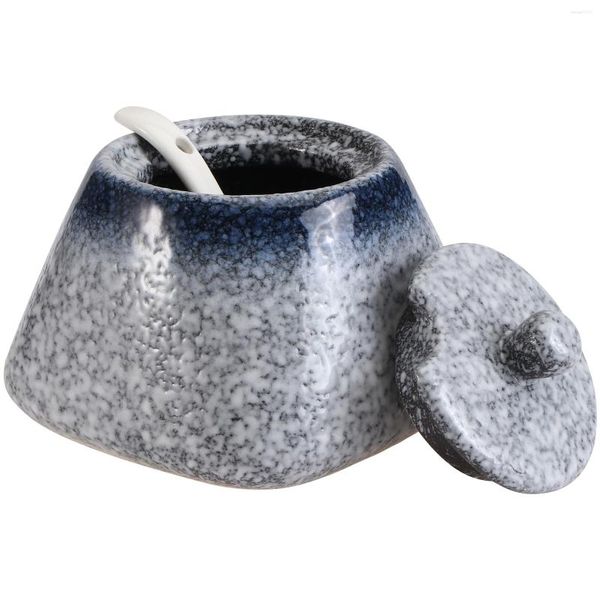 Ensembles de vaisselle couvercle de récipient en céramique sucrier réservoir de stockage Seassugar taille 1 pot de sel Pot de poterie