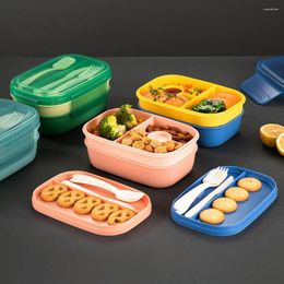 Ensembles de vaisselle Conteneurs à déjeuner pratiques Grande capacité étanche avec fourchette Cuillère Boîte à lunch 3 couches pour salle à manger