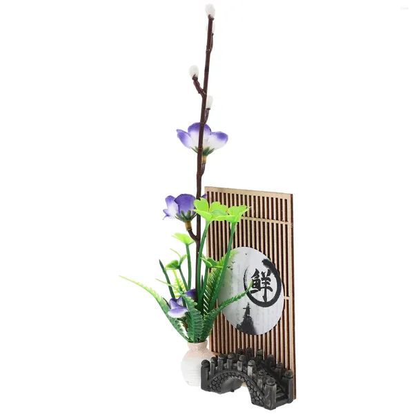 Conjuntos de vajilla Cocinar Flores de ciruelo rosa Decoración Mesa floral Centro de mesa Flores artificiales de plástico para sushi