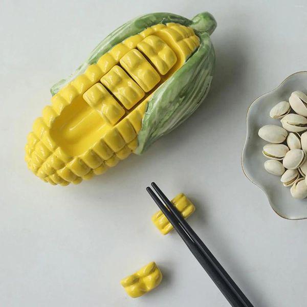 Conjuntos de vajilla Juego de soporte para palillos de maíz Soportes para cuchillos Resto Vajilla Utensilios de cocina para mesa de comedor creativa Palillos de porcelana