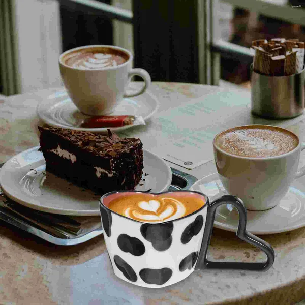 Ensembles de vaisselle en céramique pour Couple, marque de café, eau (rayures rouges), tasses à jus, thé au lait, Latte, verres cadeaux de la saint-valentin