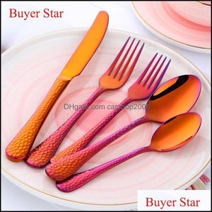 Diny Sets Creative 5pcs Western Setlery Set Dinner Vork Steak Knife Soep Lepel Coffee Roestvrij staal Flatware voor CARSHOP2006 DHKSQ