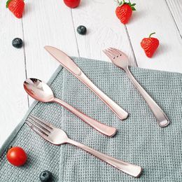 Dijkartikelen Sets Creative Kitchen servies Rose Gold Plastic Knives Forks en lepels wegwerpset Western Three-Piece