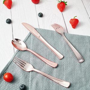 Conjuntos de vajilla Vajilla de cocina creativa Cuchillos de plástico de oro rosa Tenedores y cucharas Juego desechable Occidental de tres piezas