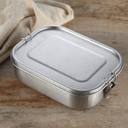 Dijkarts sets Creative Roestvrij staal lunchbox enkele laag Volwassen keukencontainer verzegelde lekbestendige Bento rechthoekige lunchbox